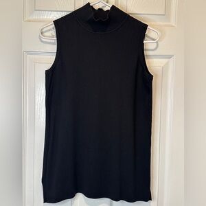 Women’s Chicos Black Sleeveless Mock Turtleneck Sweater Ribbed Sides Stretch SZ0